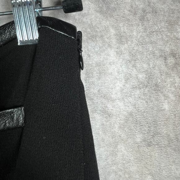 Elana Maxi Skirt Womens 14 Black 100% Wool Leather Trim Pockets Side Zip Casual - Picture 4 of 9